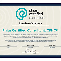 CPHC (Phius) certificate for Jonathan Ochshorn