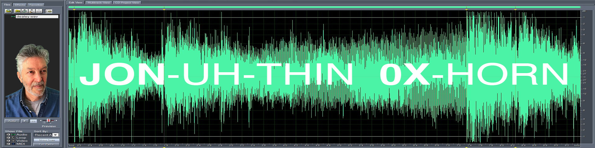 banner for Jonathan Ochshorn's pronunciation page showing a phonetic spelling of 'Oxhorn'