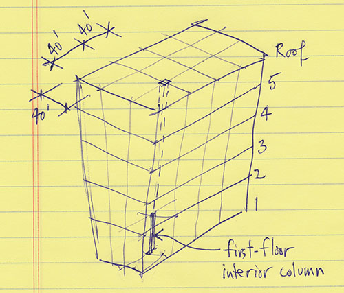 schematic building diagram for live load reduction example