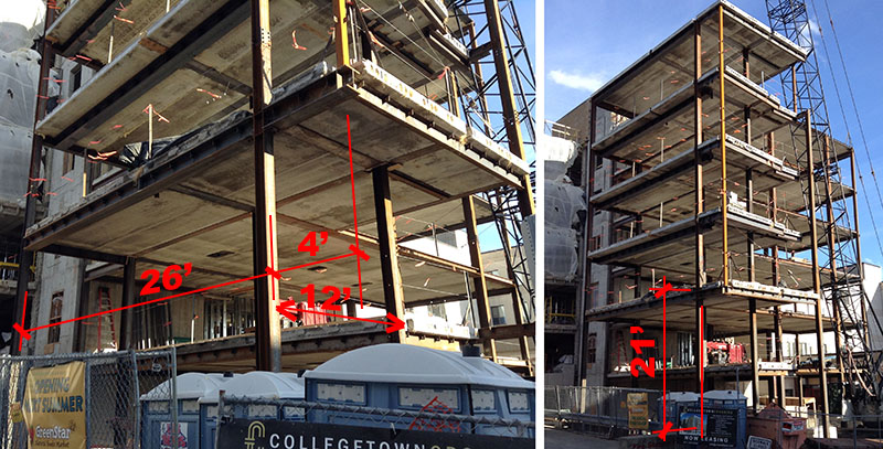 steel column at Collegetown Crossing, Ithaca, NY