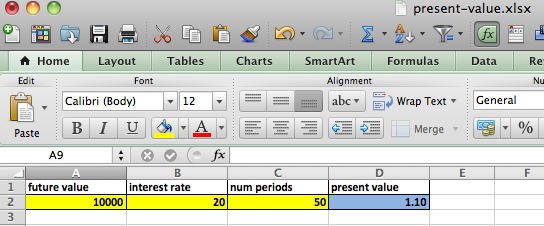 present value calculator with spreadsheet