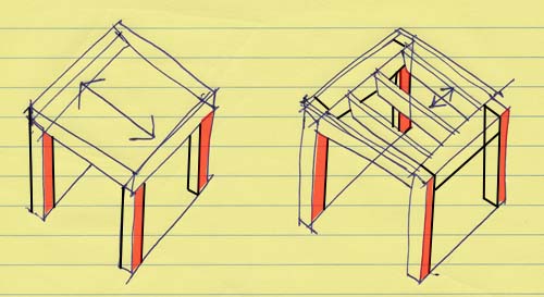 diagram of bearing walls vs. frame structure