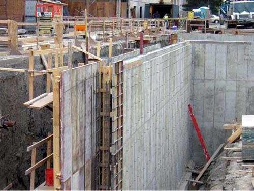 foundation wall, Statler Hall addition