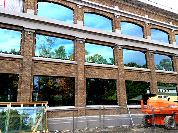 Rand Hall Fine Arts Library at Cornell with highly reflective glass