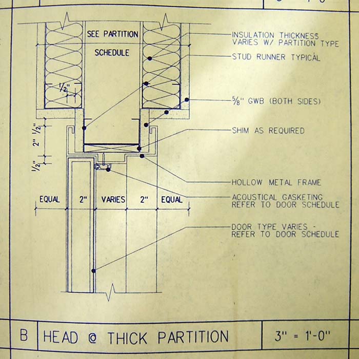 Detail showing door frame head detail, Lincoln Hall, Cornell