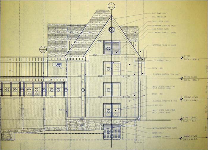 Building elevation Lincoln Hall, Cornell