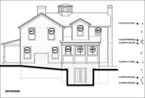 windows identified in elevation
