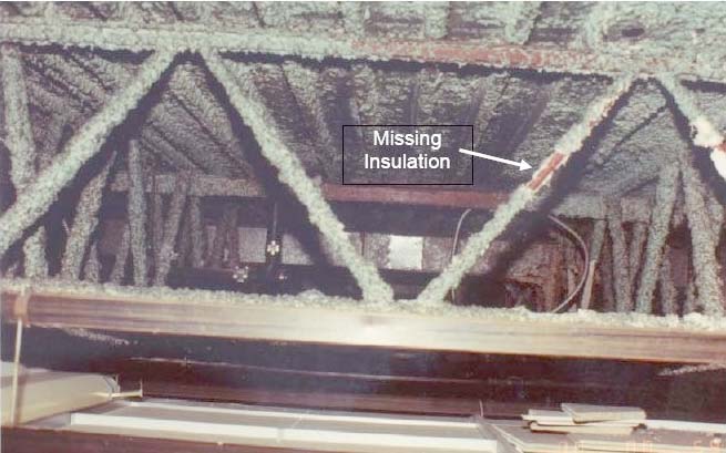 WTC open-web trusses with gaps in fireproofing