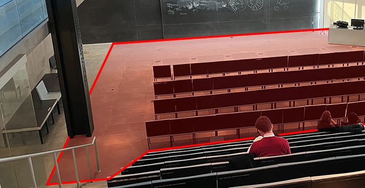 Milstein auditorium with carpet highlighted