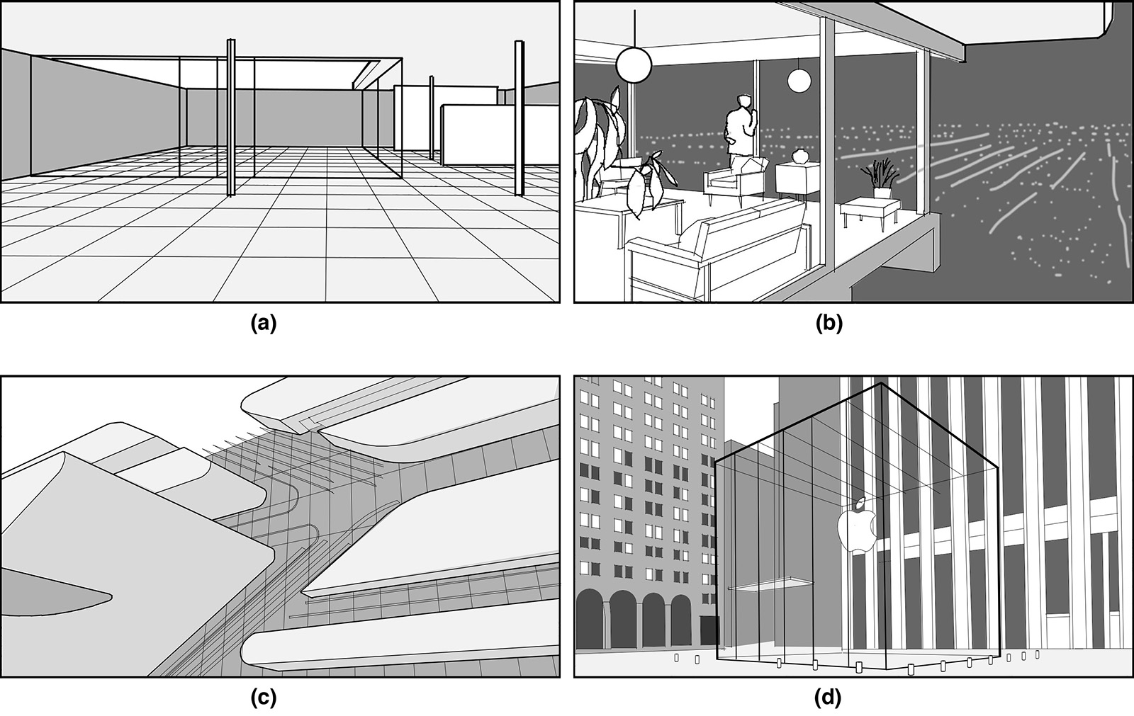 Diagrams showing how glass is used to express wealth.