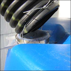 downspout connection to barrel