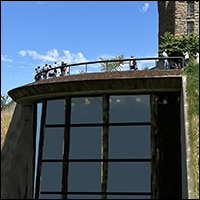PhotoShopped image of Cornell's 1982 Uris Library addition showing a precipitous vertical discontinuity