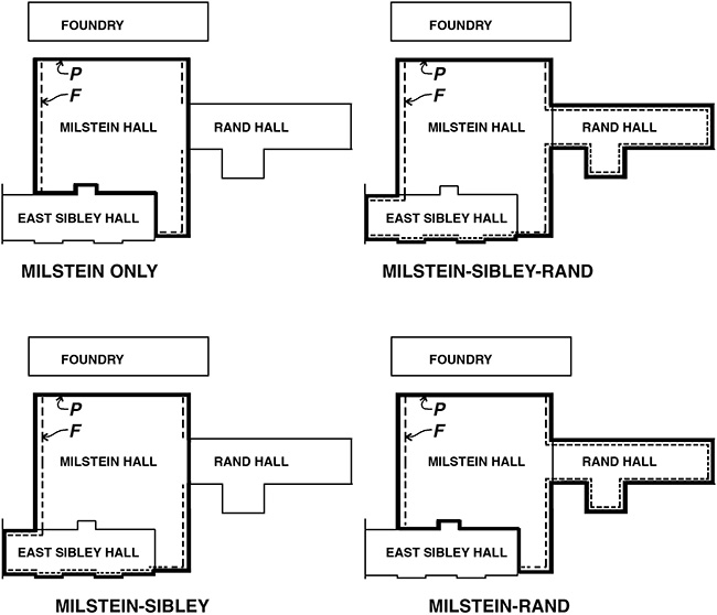 Schematic plans showing perimeter and frontage dimensions.