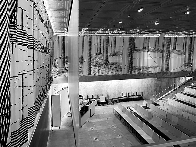 Milstein Hall auditorium, showing carpeted area.