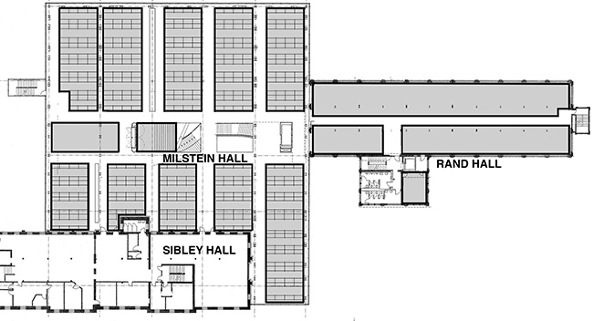 Floor plan showing programmed and unprogrammed space.