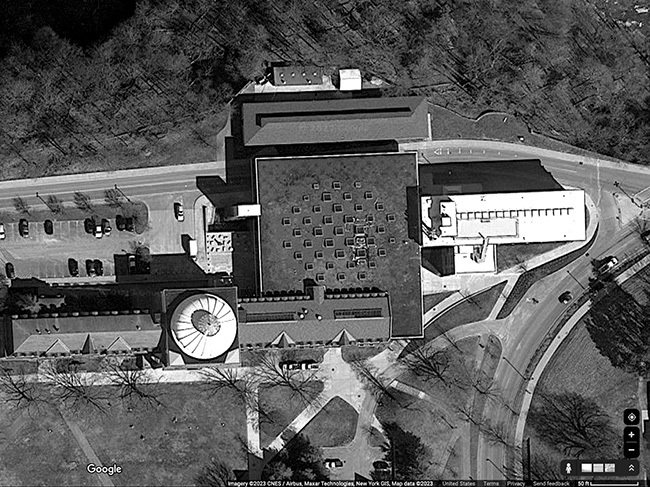 Google satellite view of Milstein Hall's roof.