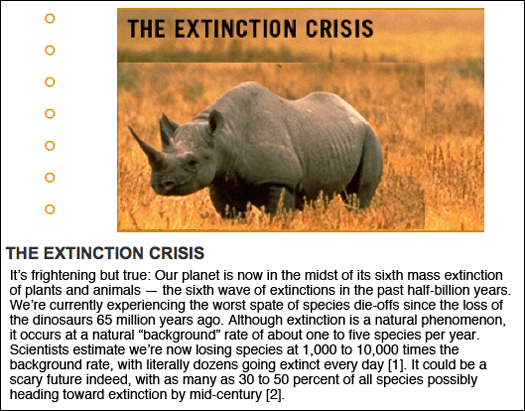 crisis in biodiversity - extinction crisis