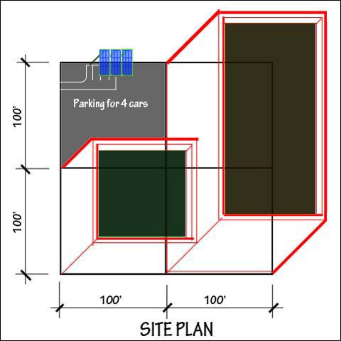 site plan showing heat island areas