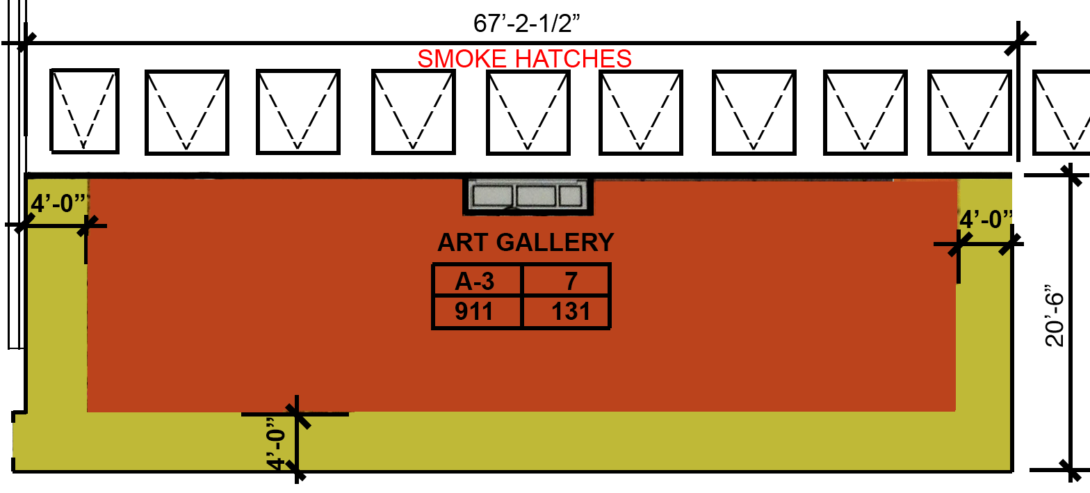 Rand Hall roof plan with occupancy calculations