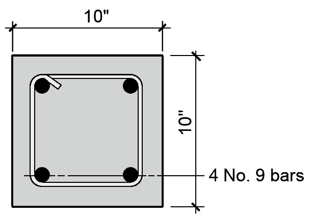 Square reinforced concrete column cross section