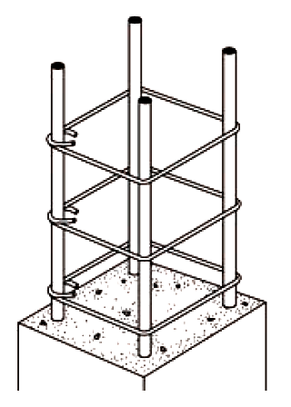 Cutaway view of tied column